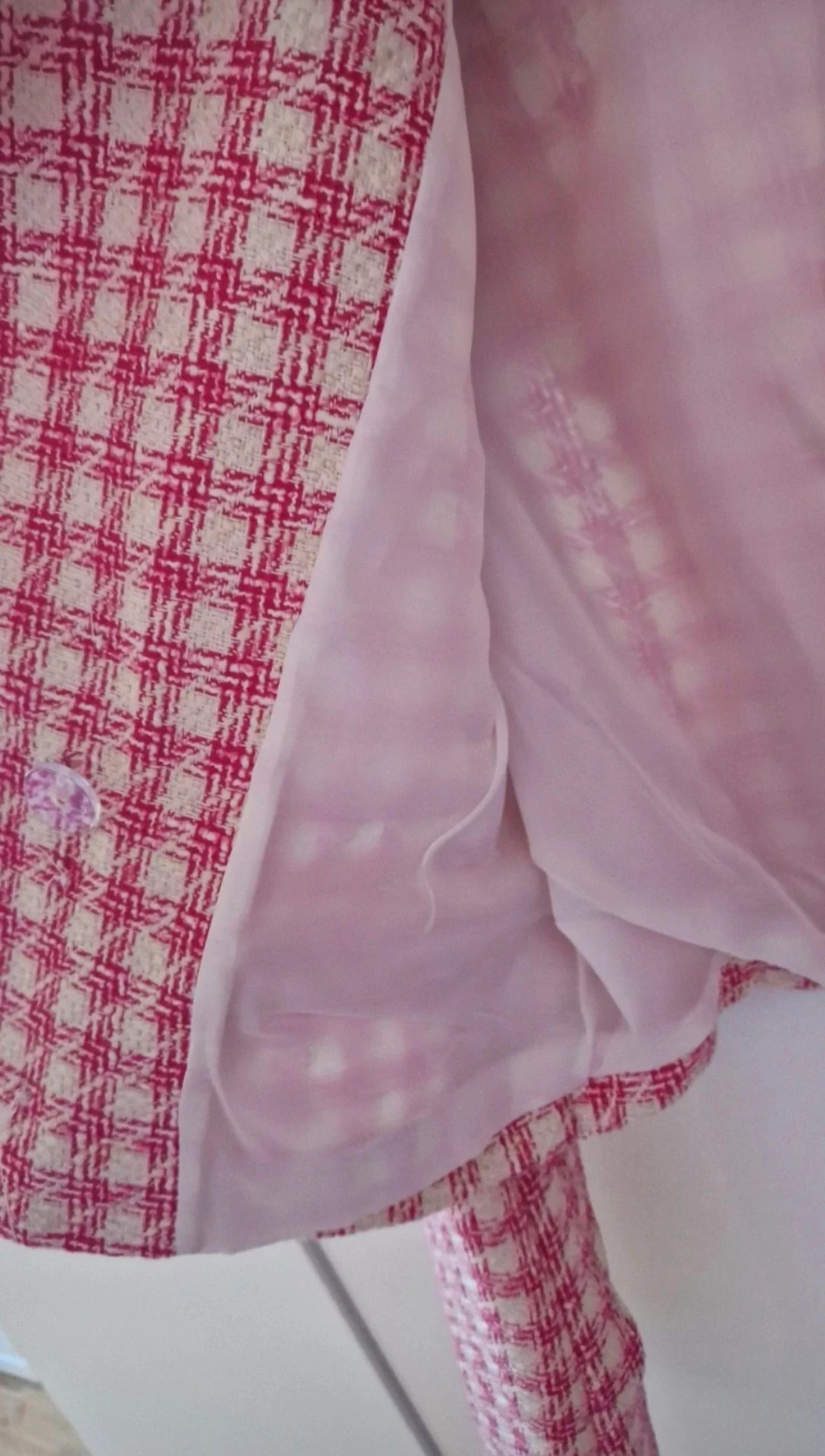 Torera cropped Colett tweed rosa fucsia y blanco NUEVA – photo 7